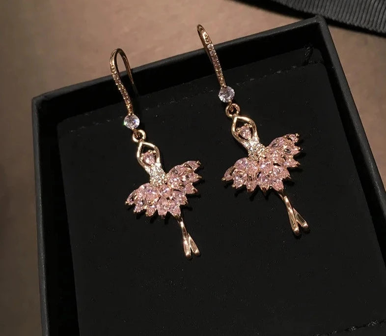 Crystal ballerina drop earrings