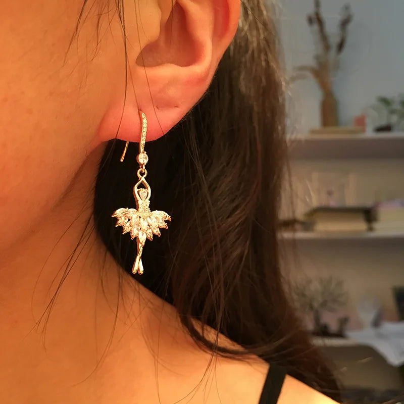 The Dania Ballerina Earrings crystal ballerina drop earrings