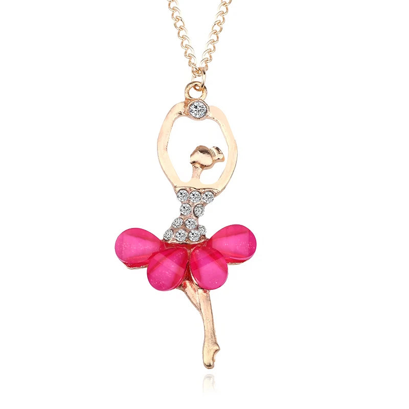The Myra Ballerina Necklace hot pink