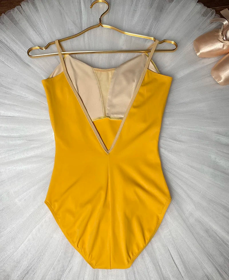 The Margaux Leotard yellow camisole v neck