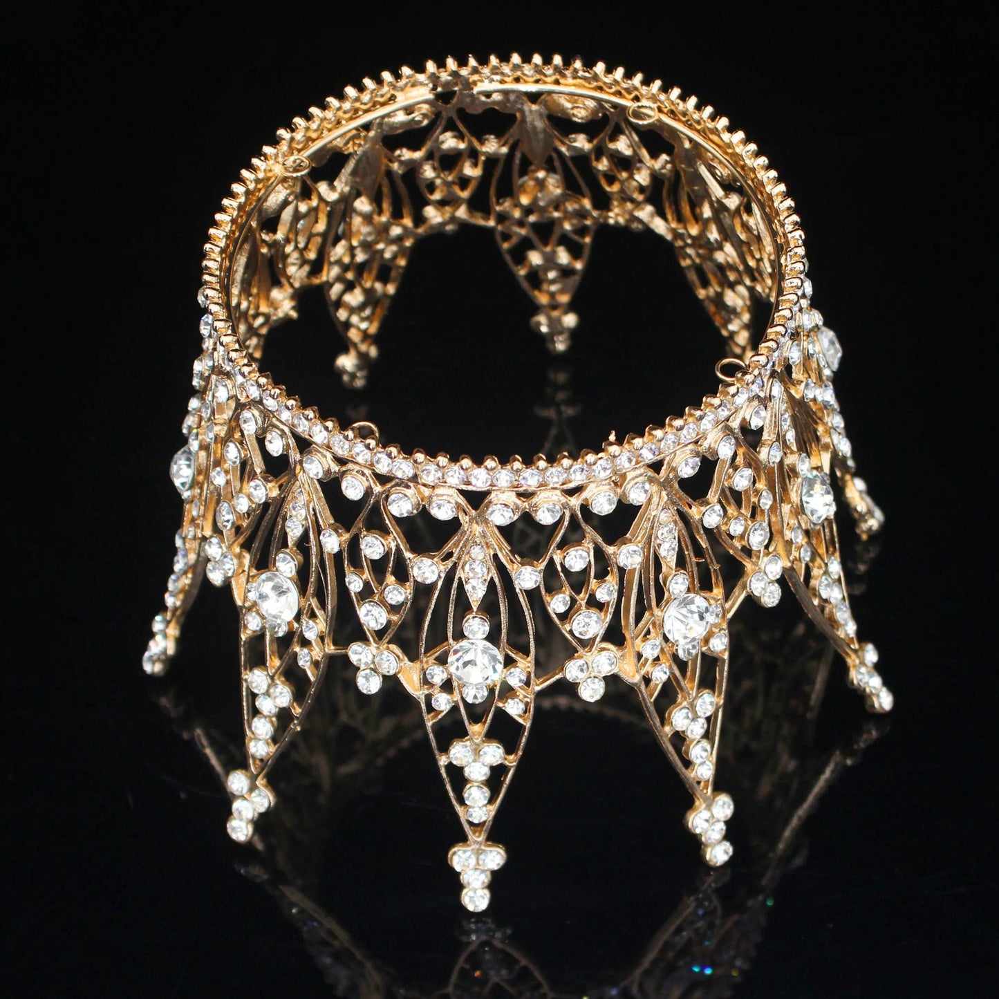 Front of Queen diadem Rose gold crown ballet bridal YAGP competition ballet wedding theater