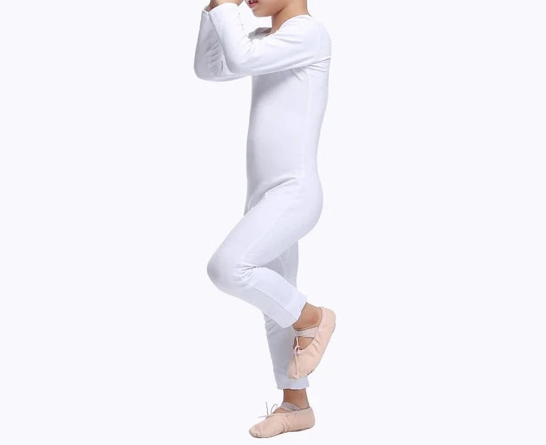 boy wearing white ballet unitard