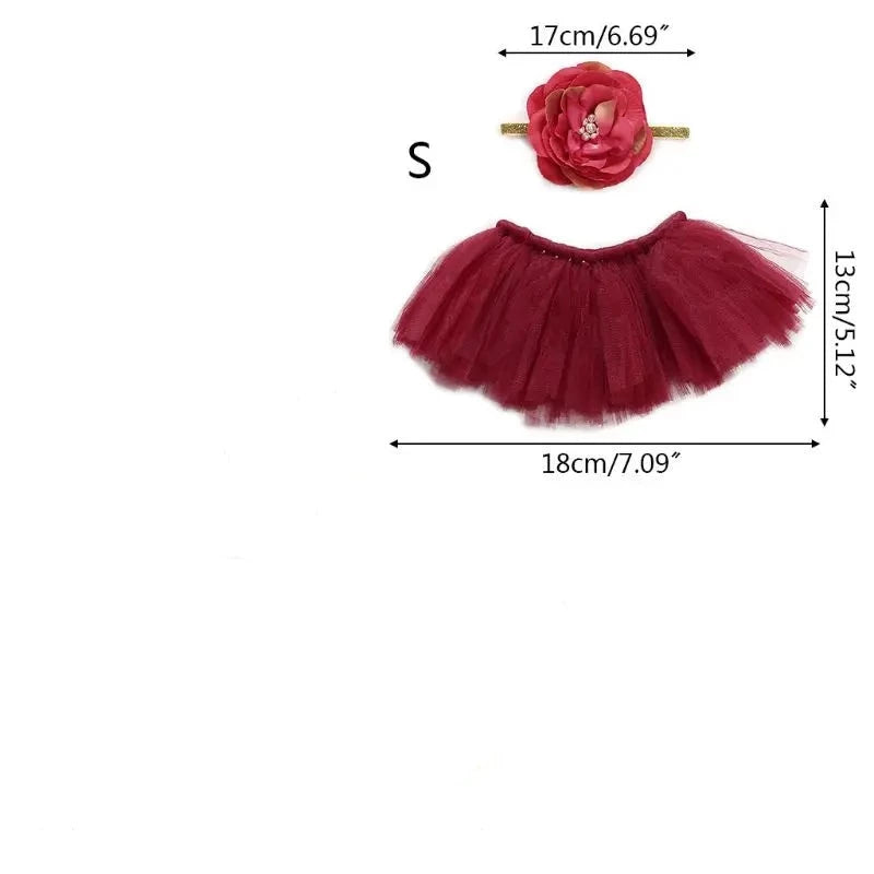 maroon newborn tutu wioth flower headband