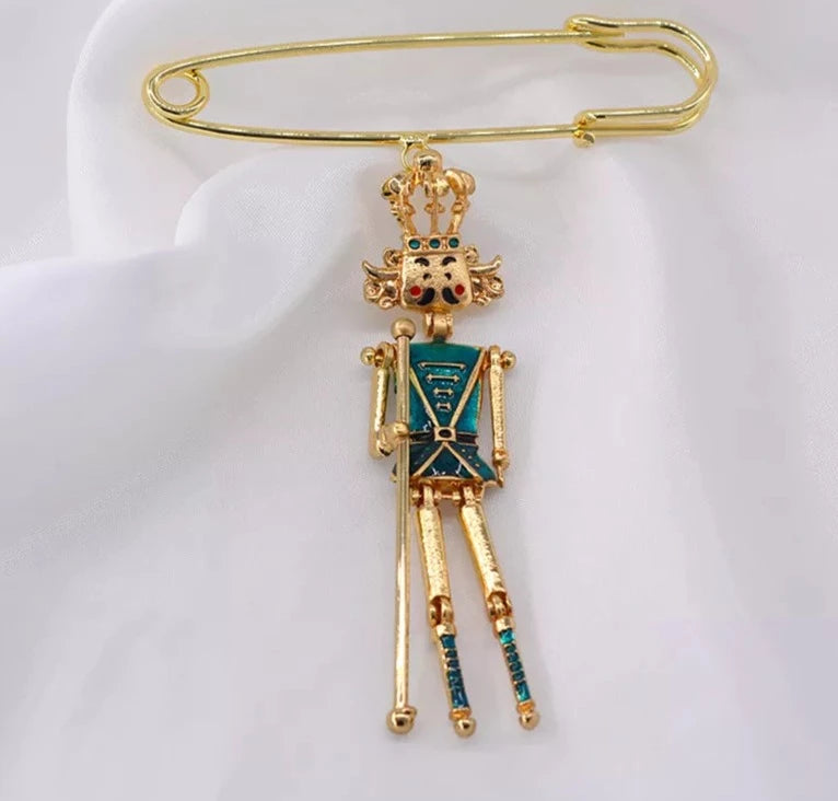 Little Gold Nutcracker Safety Pin - Stylish Ballet-inspired Accessory - Panache Ballet Boutique