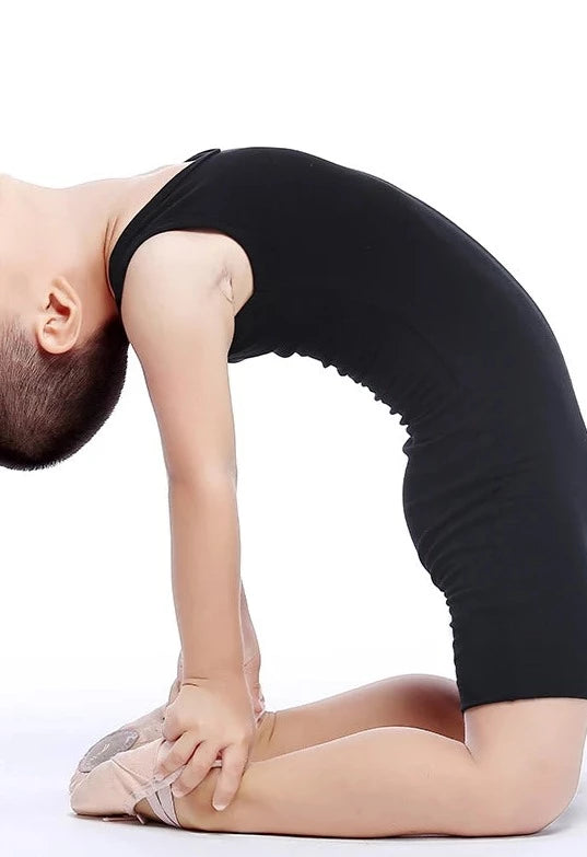 boy ballet dancer wearing a black tank unitard.