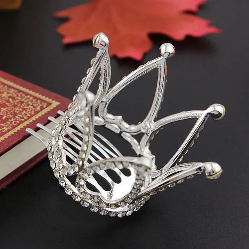 The Mini Crown Hair Comb silver and crystal