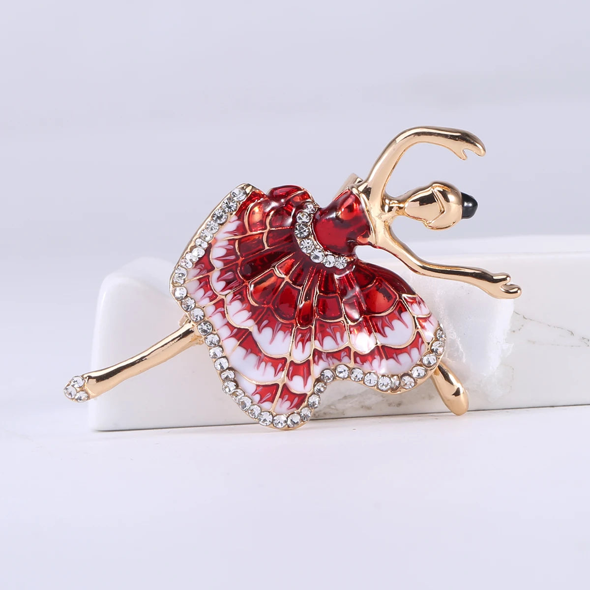 The Coralie Ballerina Brooch Pin red