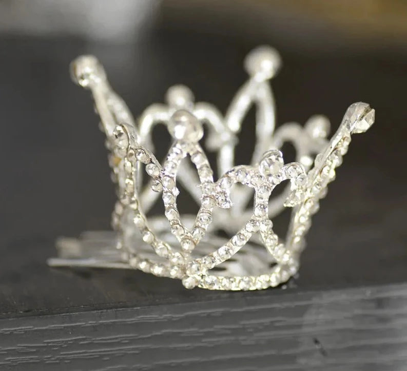 The Mini Crown Hair Comb silver and crystal