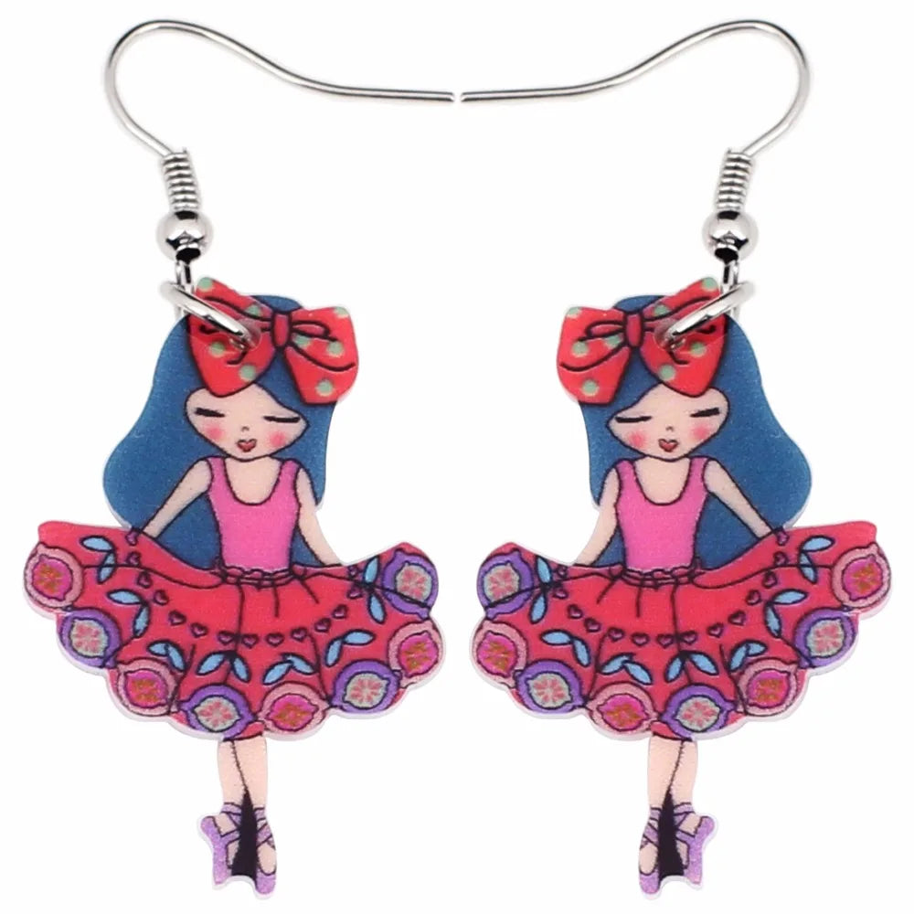 A pair of colorful ballerina earrings