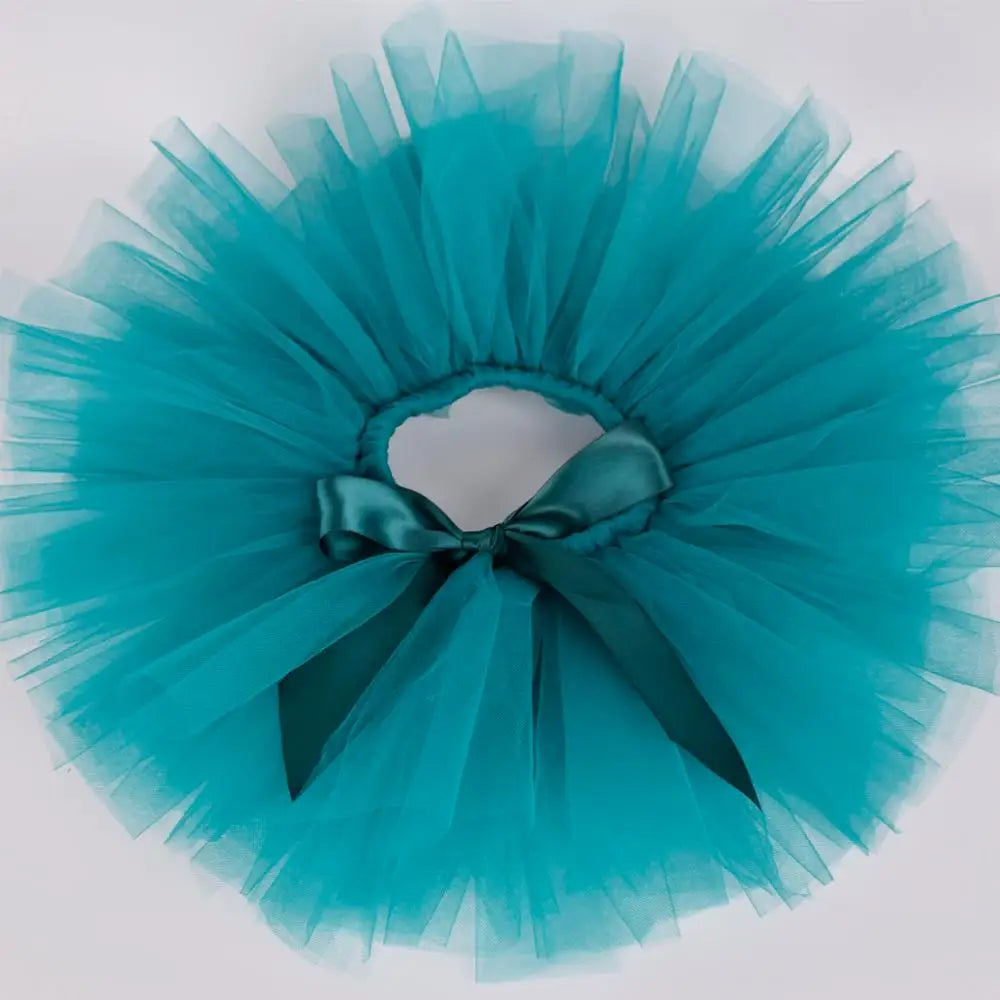 green infant tutu with matching flower headband