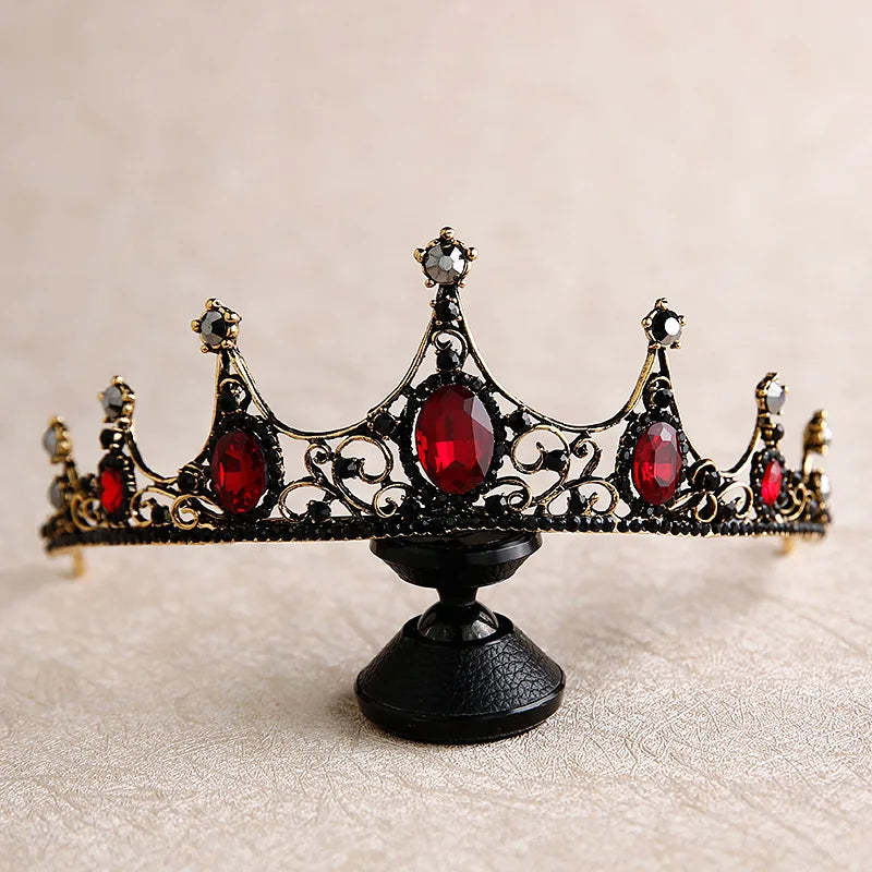 front of bridal and ballet renaissance tiara with red crystals