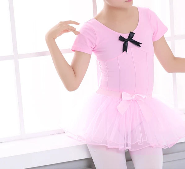 The Ari Leotard short sleeve pink leotard