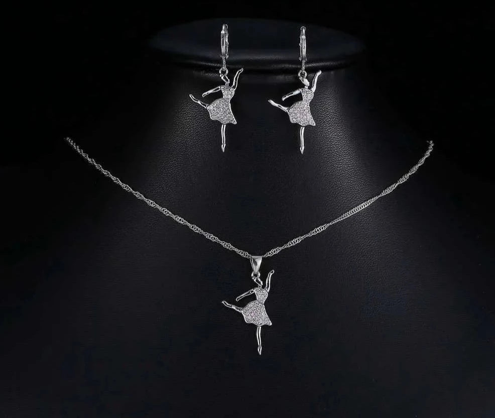 crystal ballerina necklace and earring set