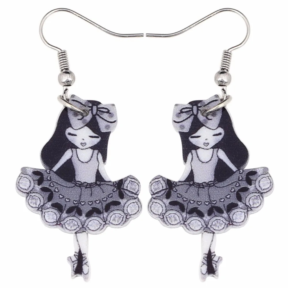 A pair of colorful ballerina earrings
