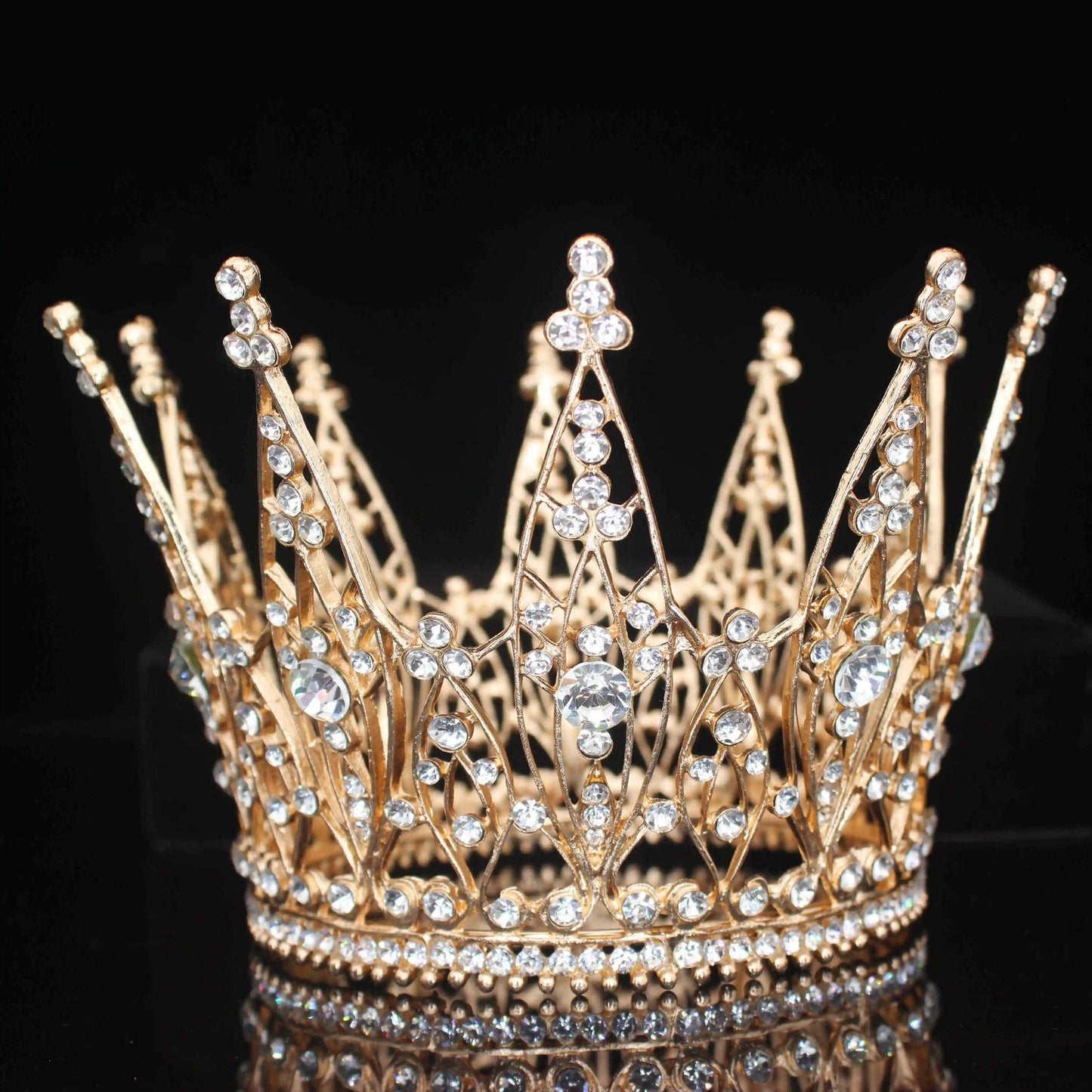 Front of Queen diadem Rose gold crown ballet bridal YAGP competition ballet wedding theater