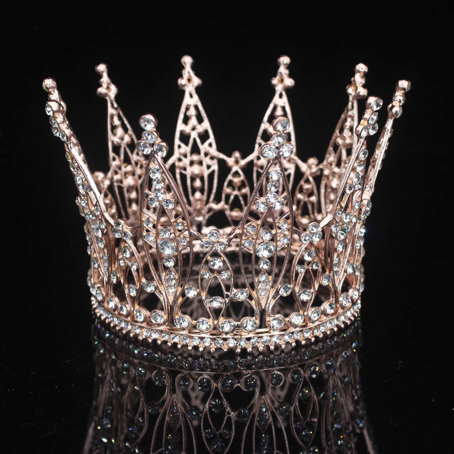 Front of Queen diadem Rose gold crown ballet bridal YAGP competition ballet wedding theater