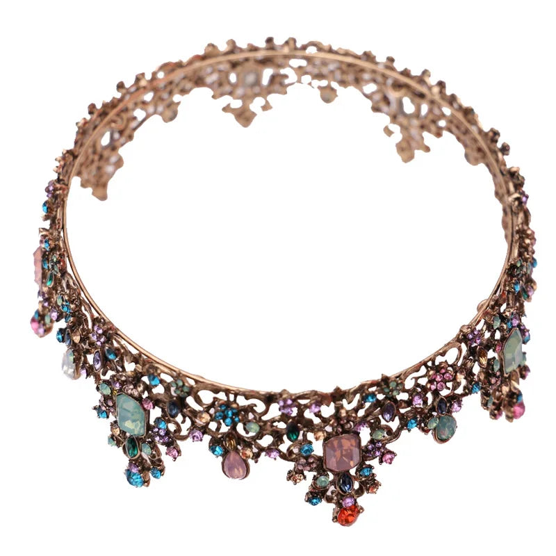 Baroque crown with multicolored crystals