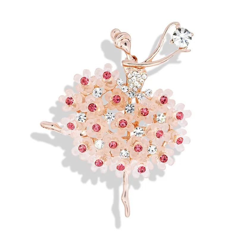 Pink and Crystal Ballerina dance bag pin