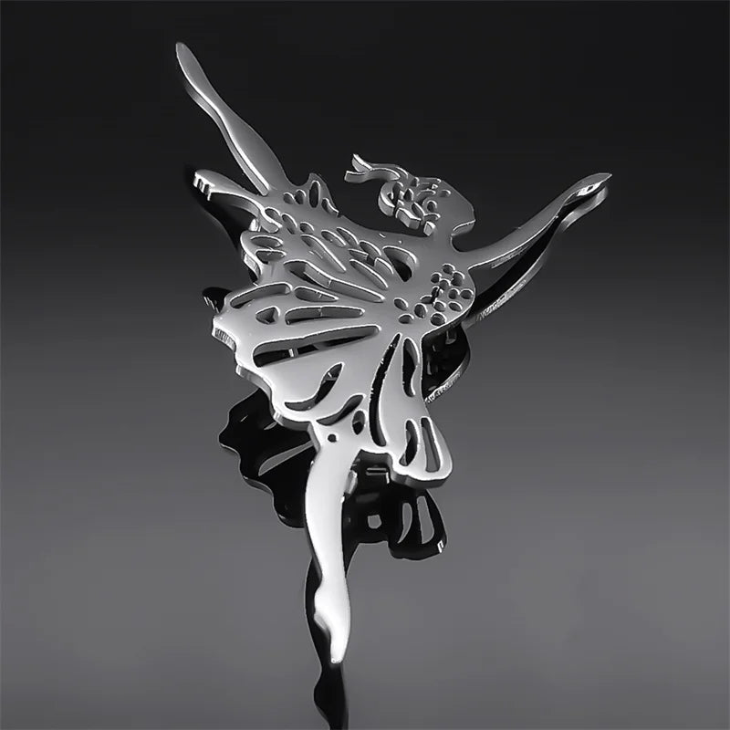 Stainless steel ballerina brooch pin and dance bag pin