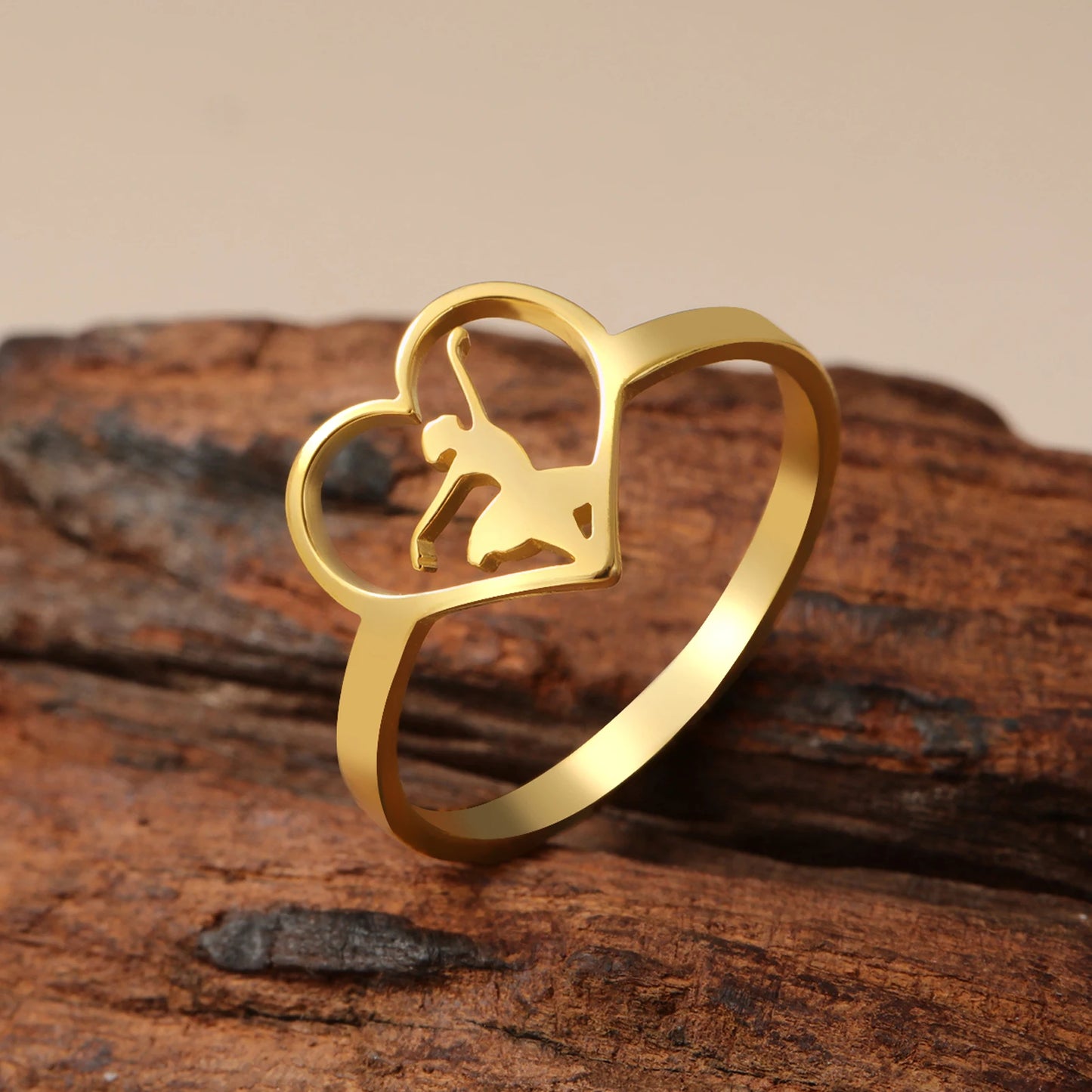 gold ballerina heart ring