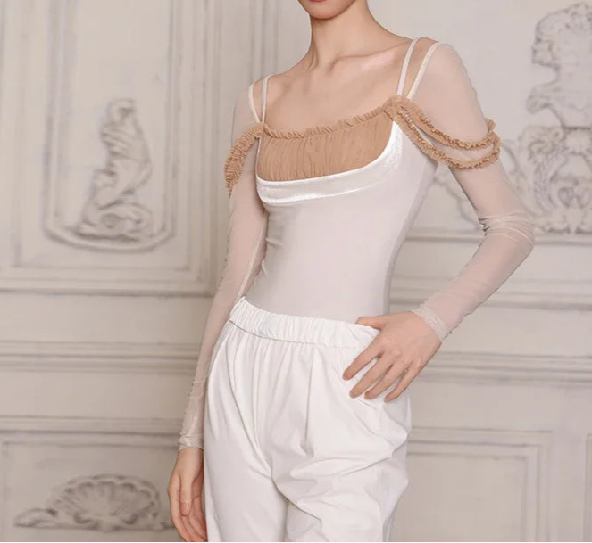 white long sleeve leotard marie antoinette