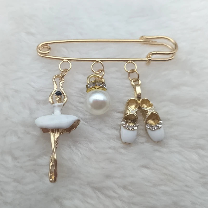 Ballerina and Pearl Safety Pin - Elegant Ballet Accessories - Panache Ballet Boutique