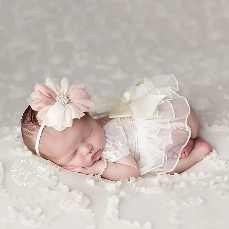 The Kaya Newborn Tutu white with matching headband