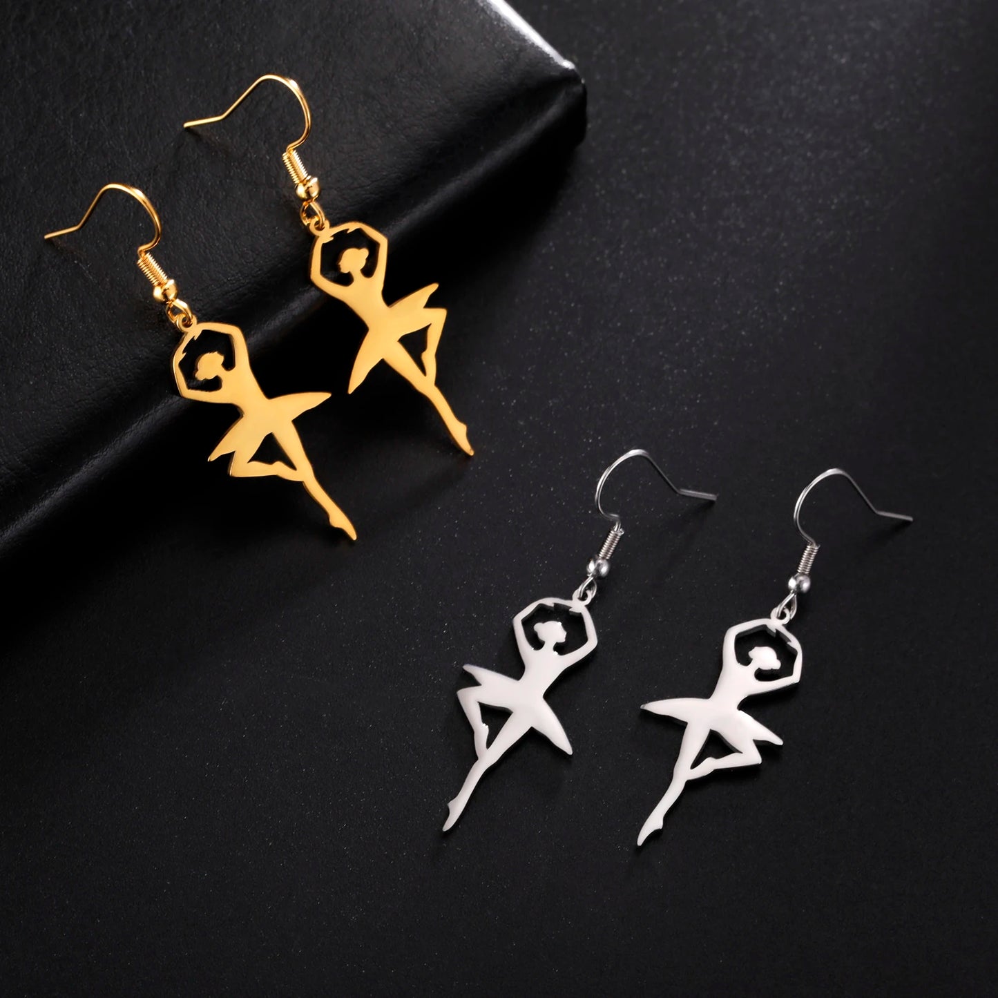 The Lavenita Ballerina Earrings Silver tone ballerina earrings