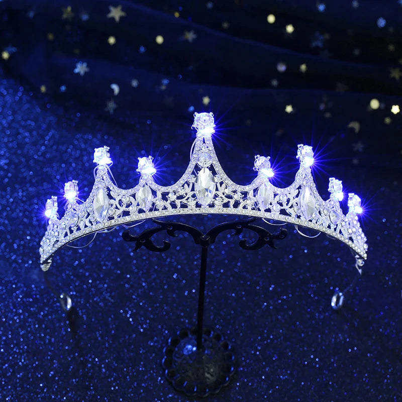 Crystal bridal and ballet tiara with lights