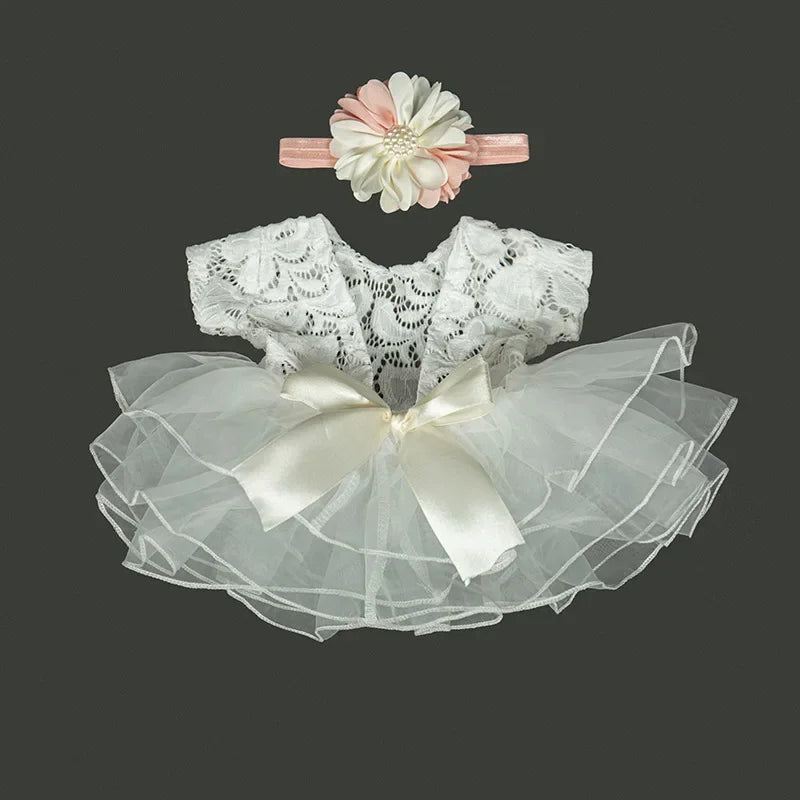 white newborn tutu dress with matching headband
