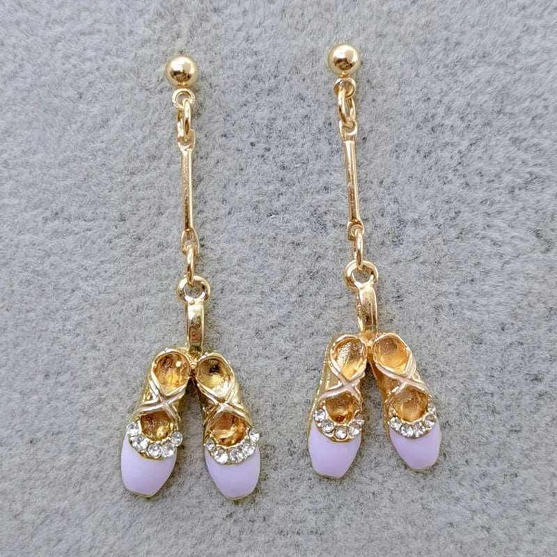 Enamel Ballerina and Pointe Shoe Earrings - Elegant Dance Jewelry - Panache Ballet Boutique