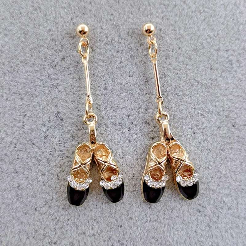 Enamel Ballerina and Pointe Shoe Earrings - Elegant Dance Jewelry - Panache Ballet Boutique