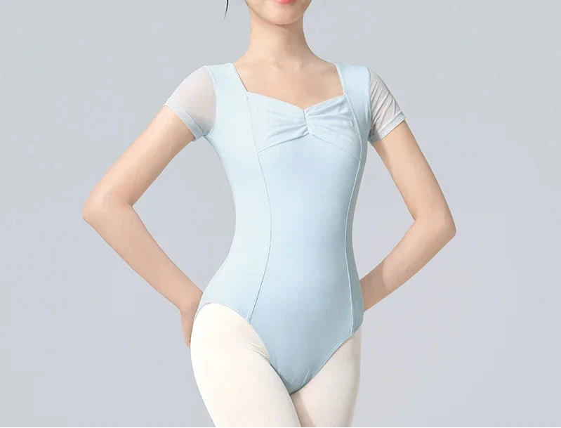 The Mariel Leotard blue with sheer contrast