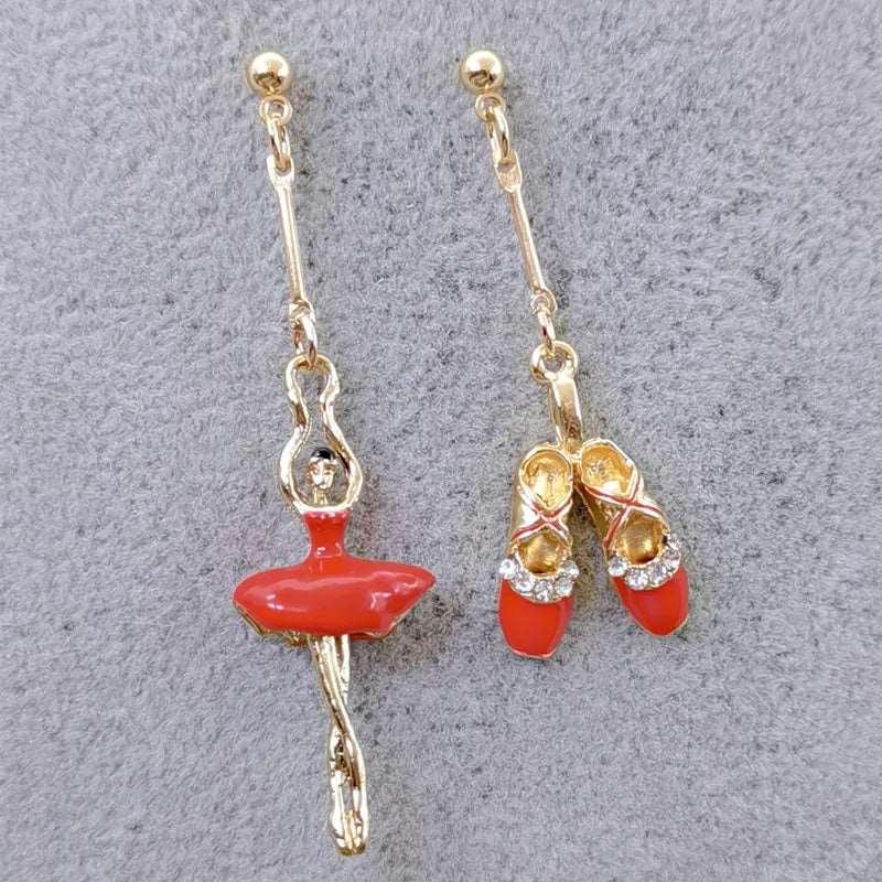 Enamel Ballerina and Pointe Shoe Earrings - Elegant Dance Jewelry - Panache Ballet Boutique
