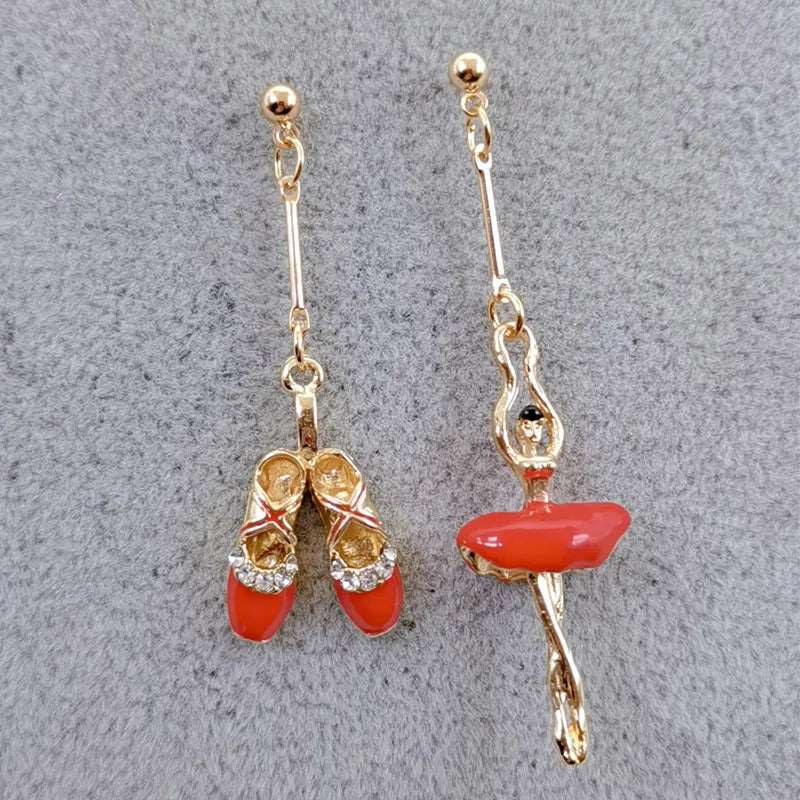 Enamel Ballerina and Pointe Shoe Earrings - Elegant Dance Jewelry - Panache Ballet Boutique