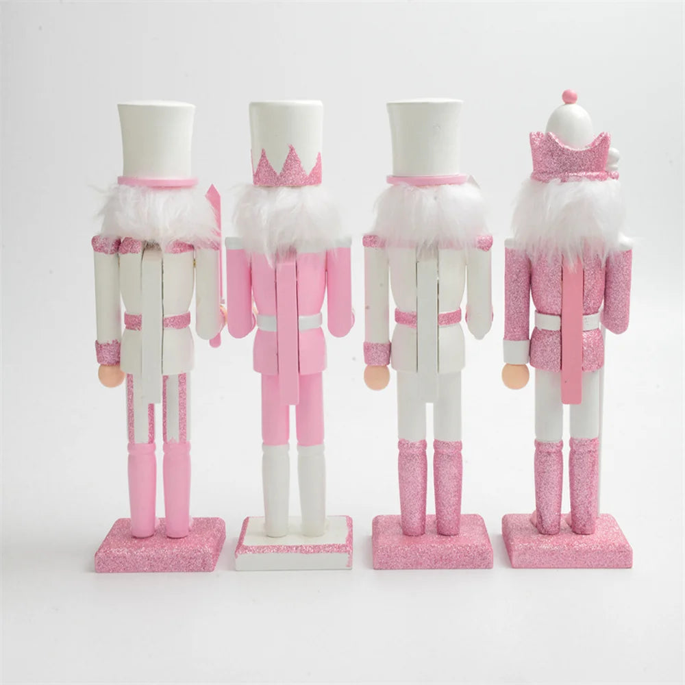 Pink and white nutcracker soldiers