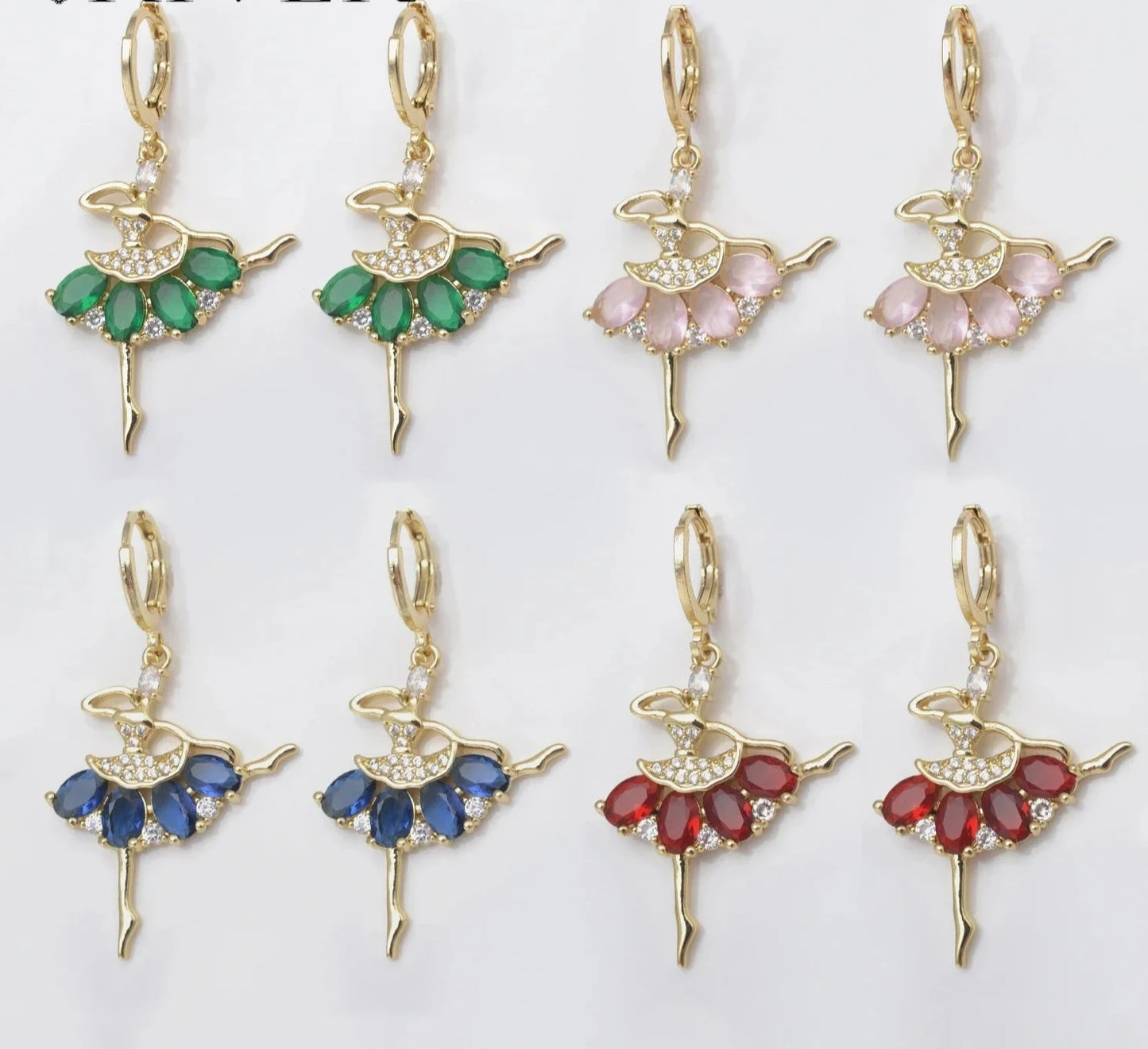 Crystal ballerina earrings different colors