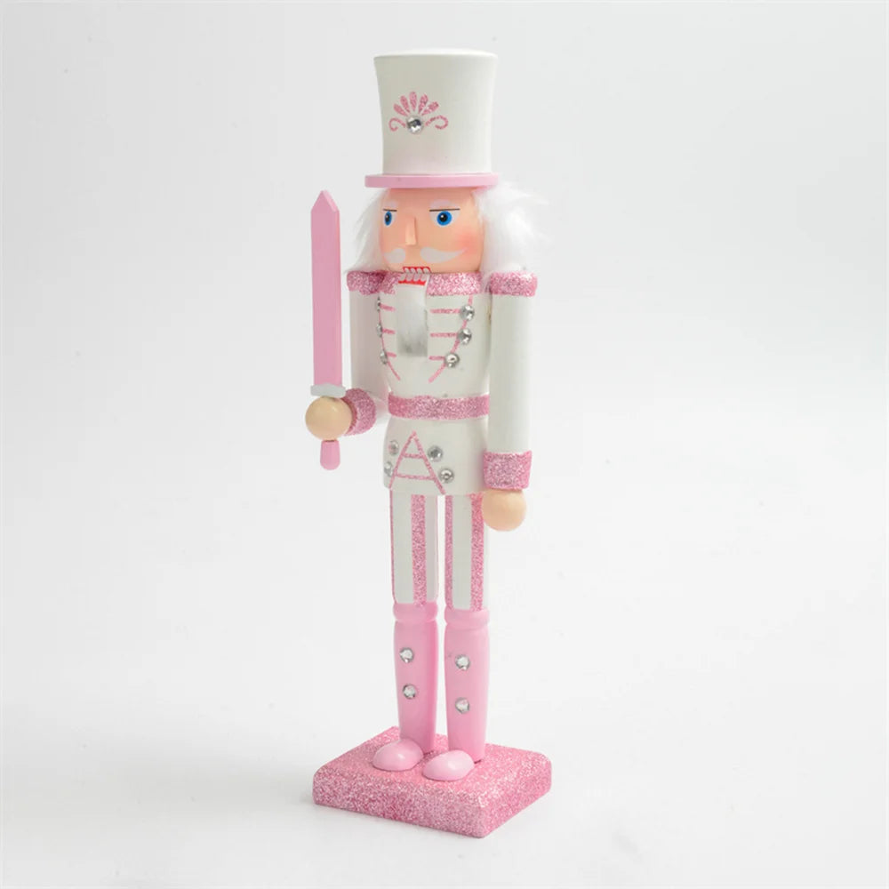 white and pink nutcracker soldier