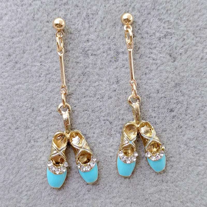 Enamel Ballerina and Pointe Shoe Earrings - Elegant Dance Jewelry - Panache Ballet Boutique