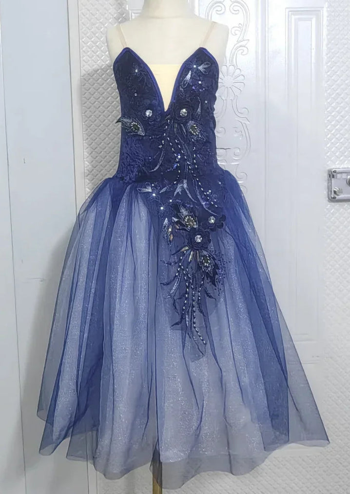 navy blue floral budget romantic tutu for ballet