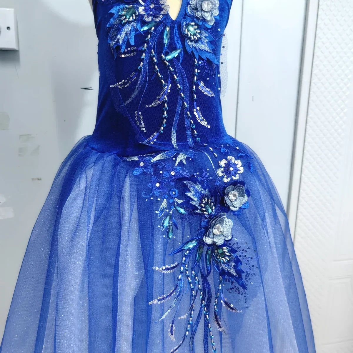 blue floral budget romantic tutu for ballet