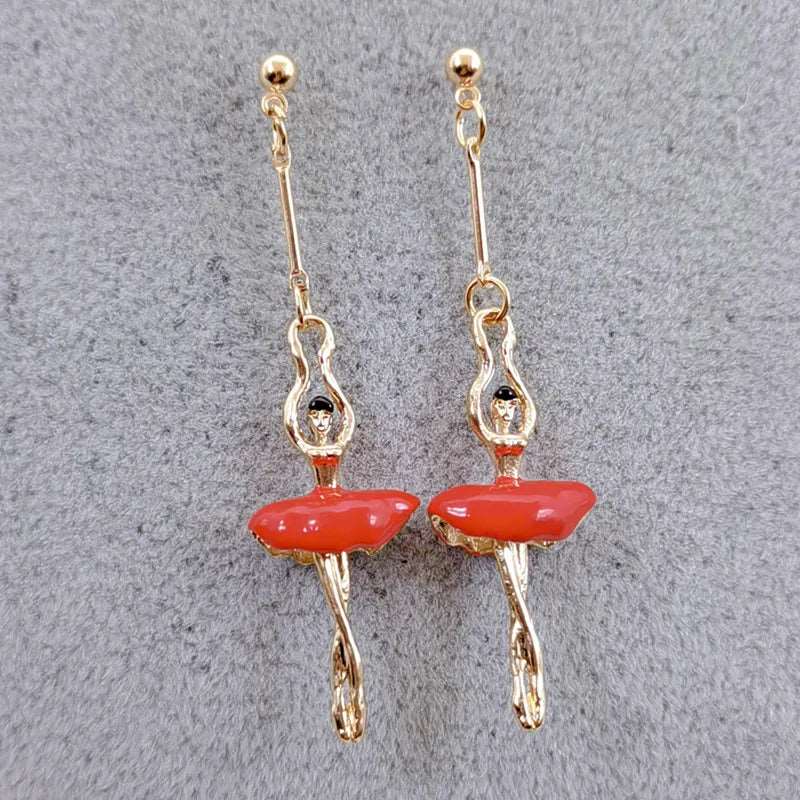 Enamel Ballerina and Pointe Shoe Earrings - Elegant Dance Jewelry - Panache Ballet Boutique