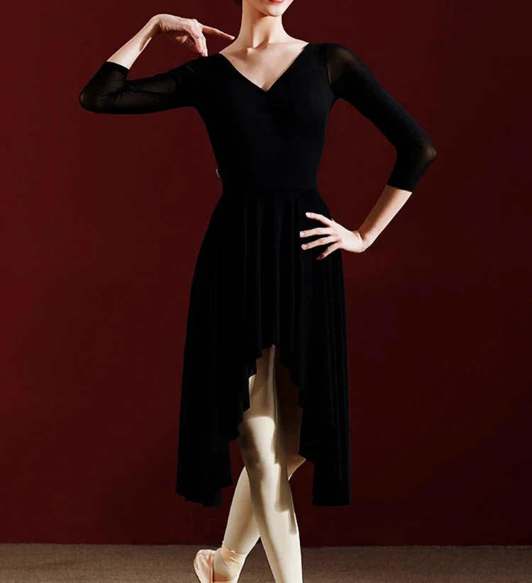 front of black women's ballet dress
