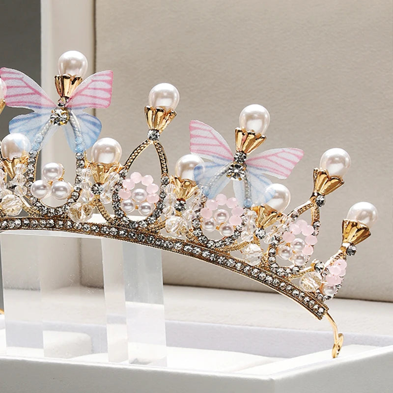 Butterfly bridal and YAGP ballet tiara with crystals and pearls