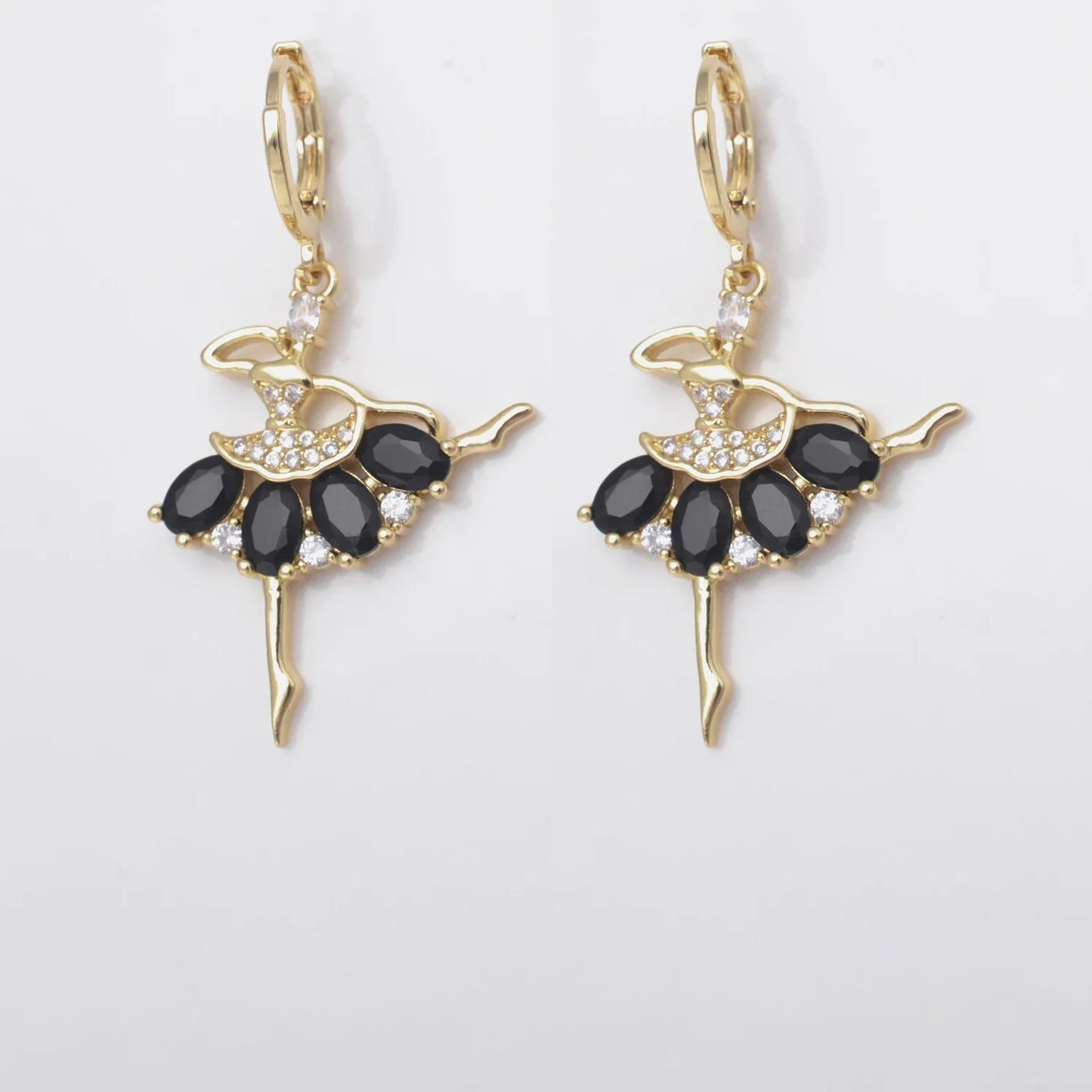 The Livia Ballerina Earrings black crystal