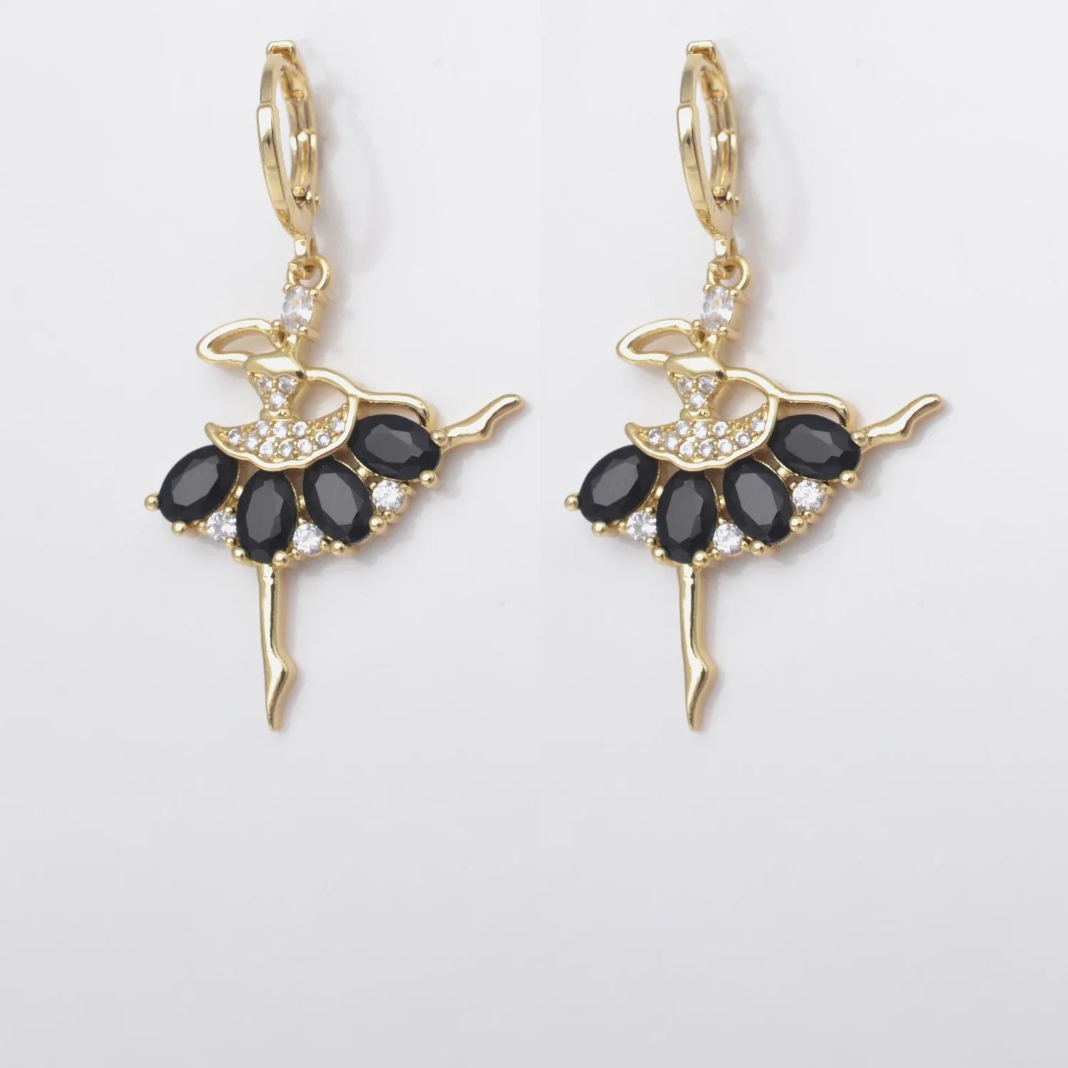 The Livia Ballerina Earrings black crystal