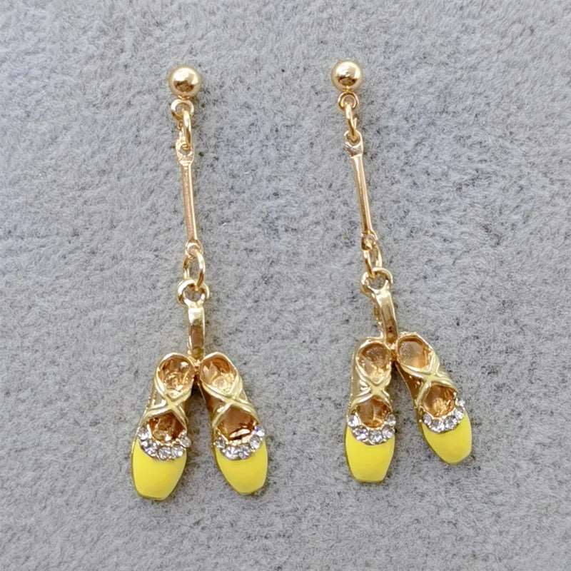 Enamel Ballerina and Pointe Shoe Earrings - Elegant Dance Jewelry - Panache Ballet Boutique