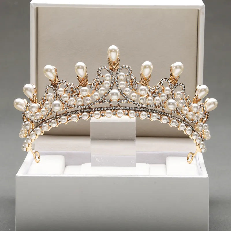 front of pearl and rhinestone tiara for bridal wedding ballet and YAGP