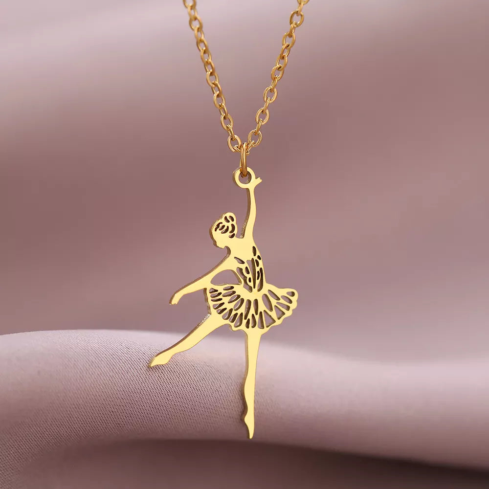gold ballerina necklace pendant