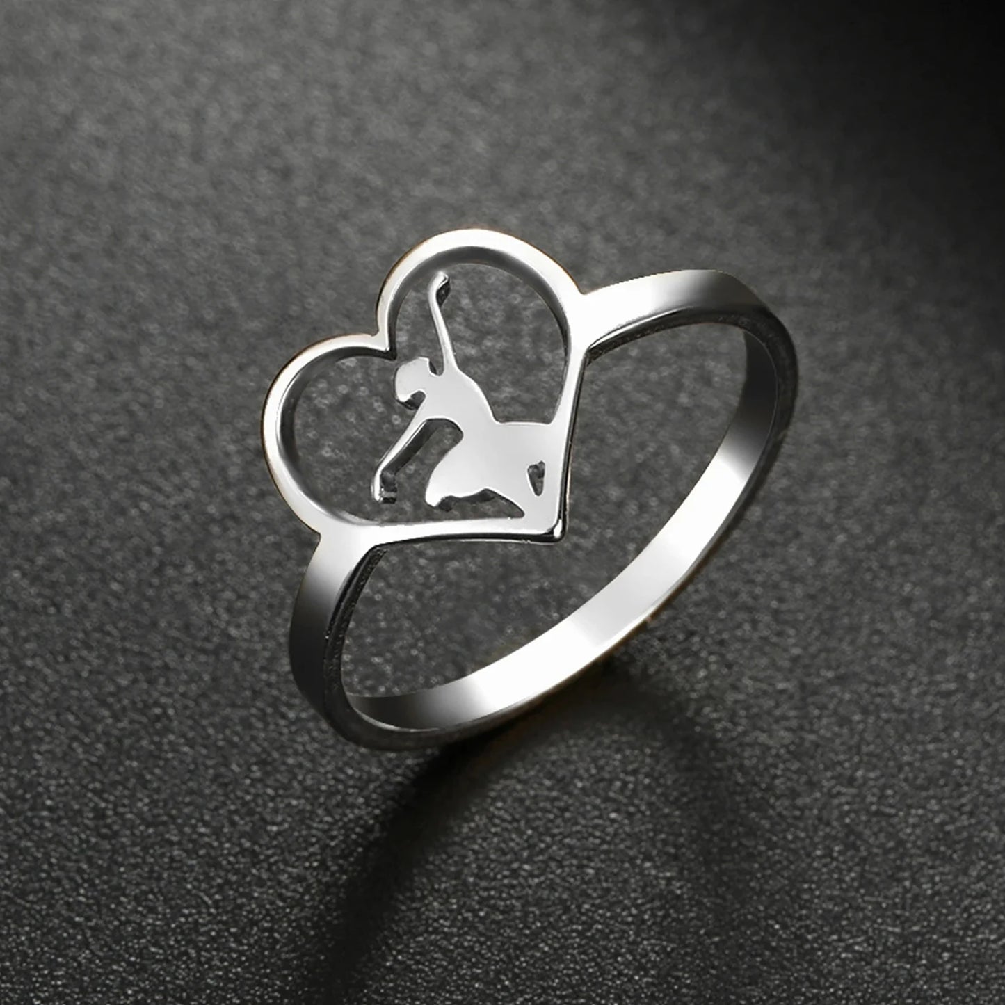 Silver ballerina heart ring